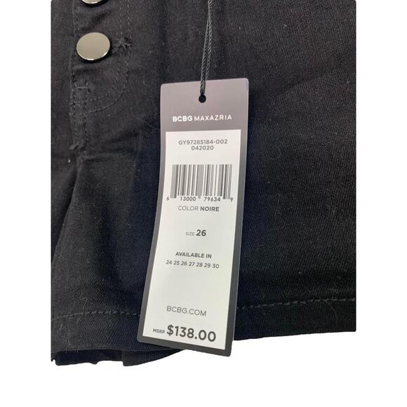 BCBGMAXAZRIA Women's High Rise Denim Shorts Black Size 26 NWT $138 - Picture 3 of 6